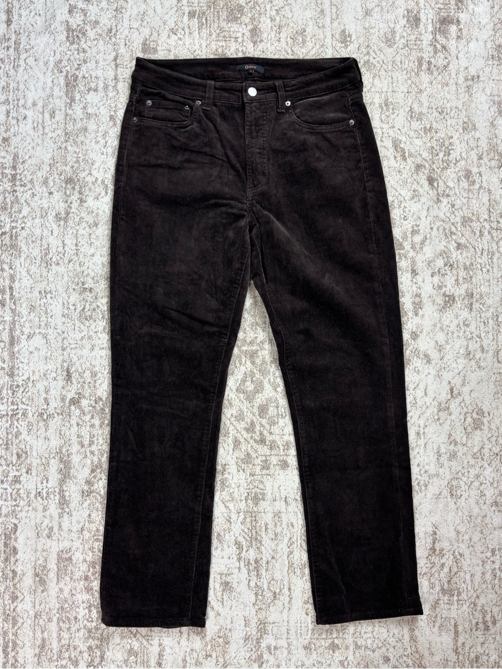 Quince Organic Stretch Cotton Straight Leg Corduroy Pants in Espresso Size 10